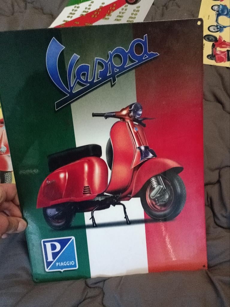 Vespa Mancave Reclame Borden - Set van 4, Ophalen of Verzenden, Gebruikt, Reclamebord