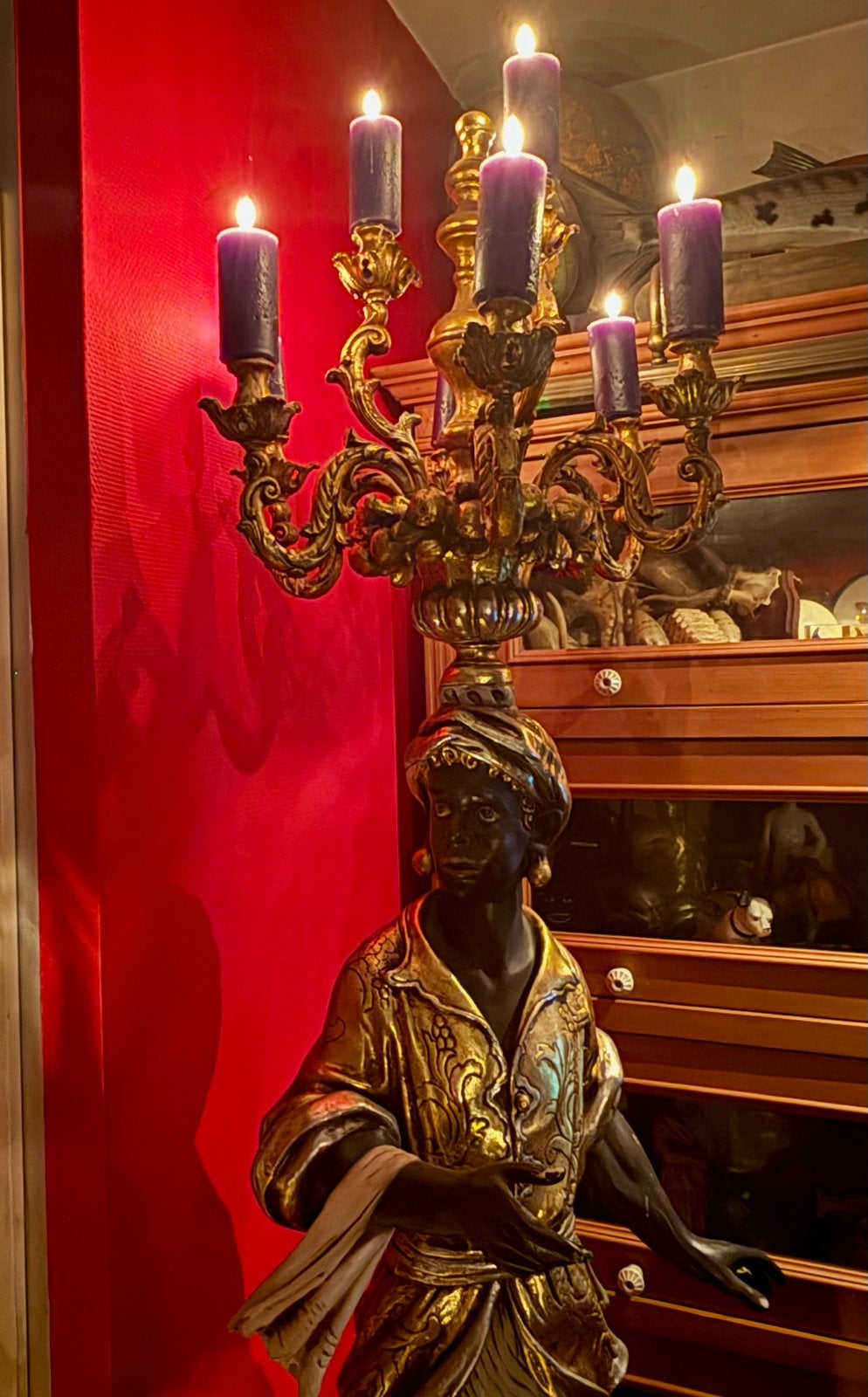 Blackamoor Moor Moriaan beeld antiek, Antiek en Kunst, Ophalen, Beschilderd, Beeld
