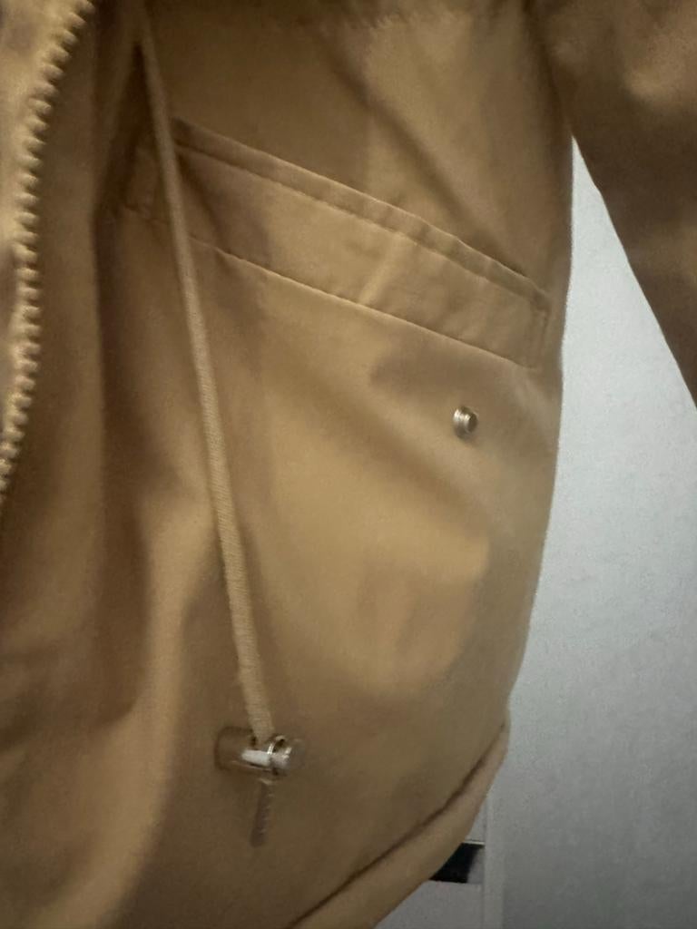 Warme dames jas met bontkraag, Ophalen of Verzenden, Zo goed als nieuw, Maat 38/40 (M), Beige