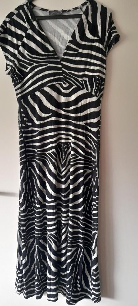 Mooie midi jurk Geisha zebra, Maat 38/40 (M), Geisha, Zwart, Ophalen of Verzenden