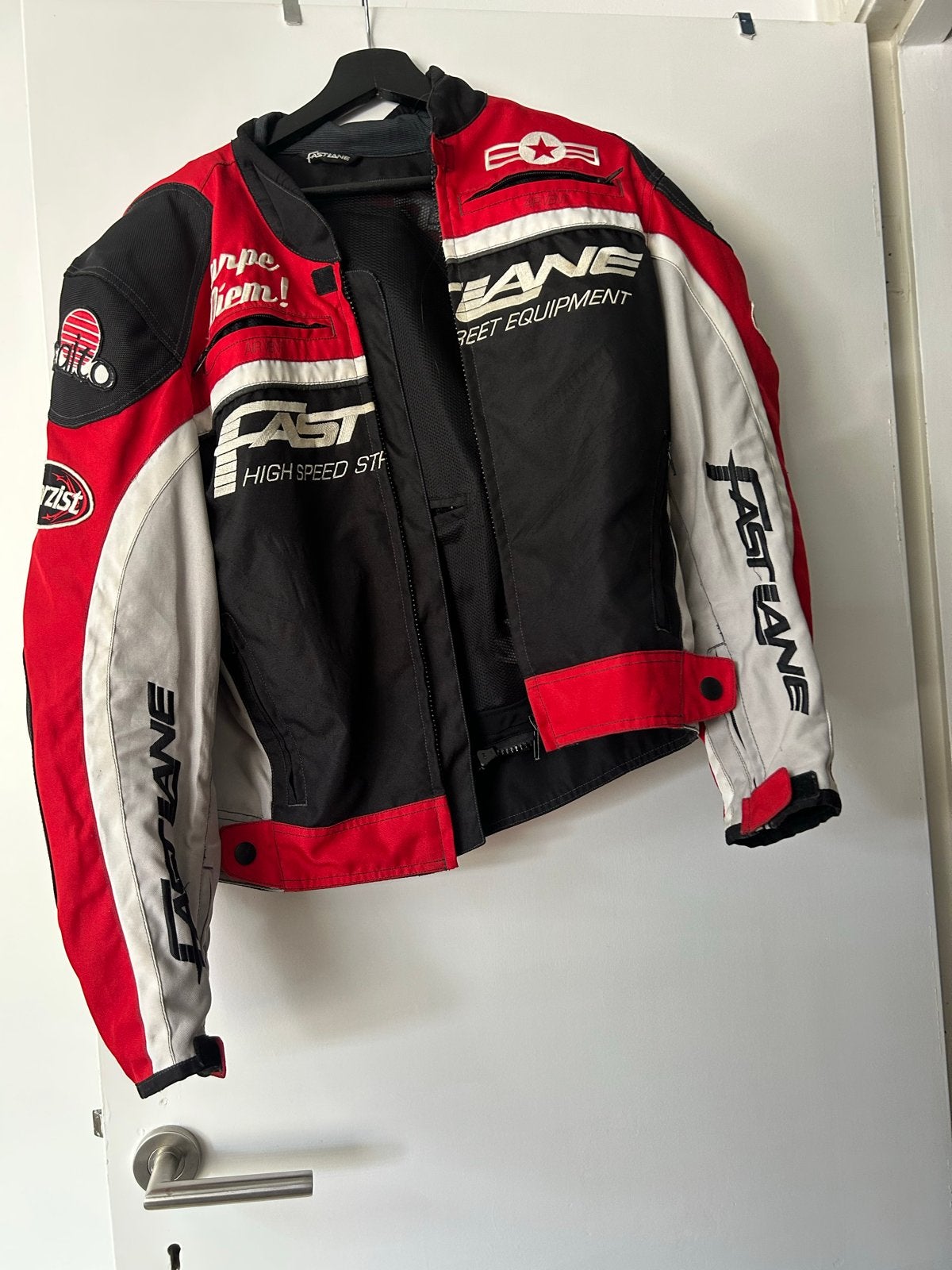 Fastlane motorjas rood/zwart/wit, maat S, Motoren, Kleding | Motorkleding, Ophalen of Verzenden, Tweedehands, Heren, Jas | textiel