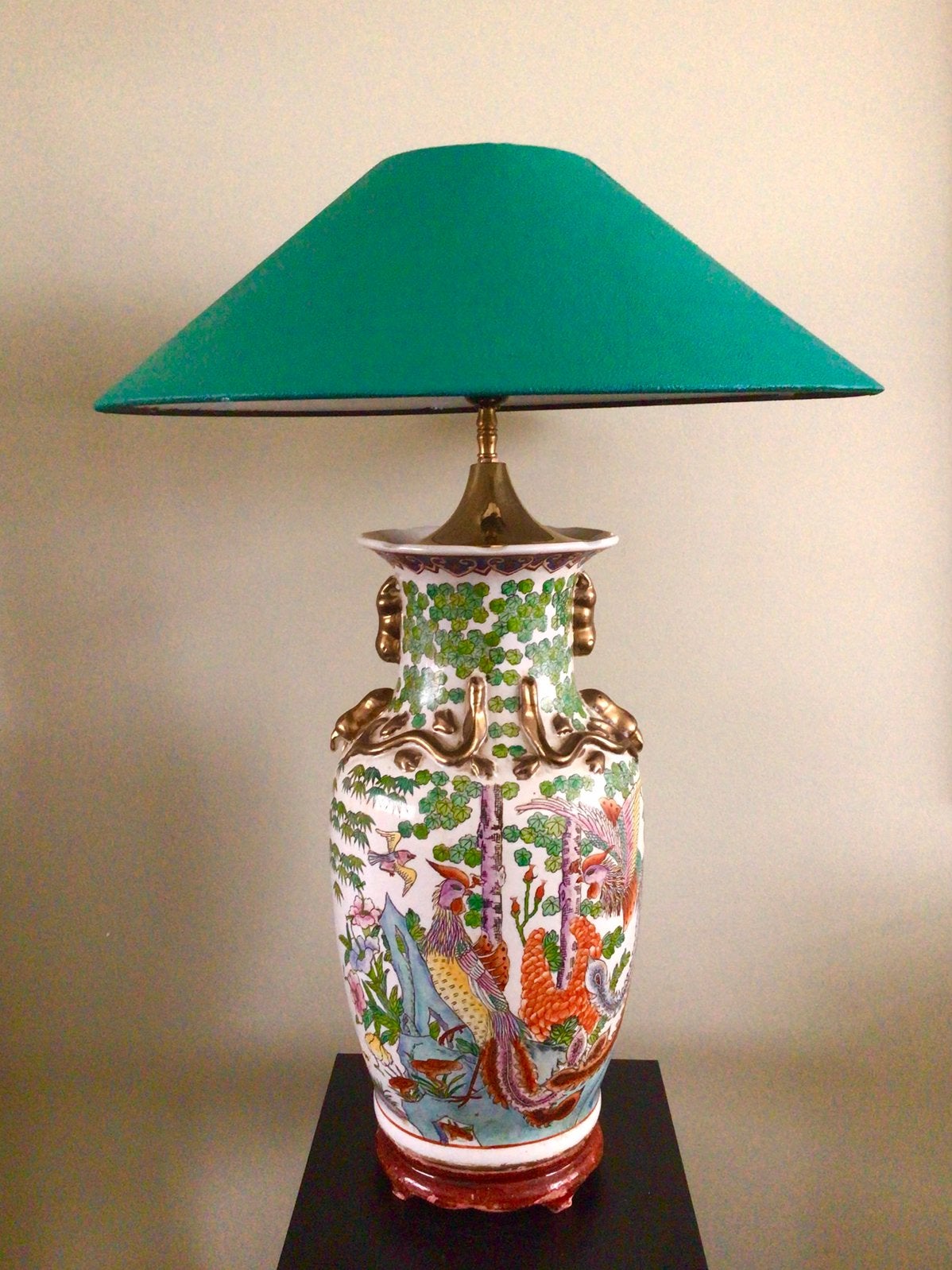 Grote Vintage Chinese Tafellamp H 76 cm., Ophalen, Gebruikt, Keramiek, Vintage