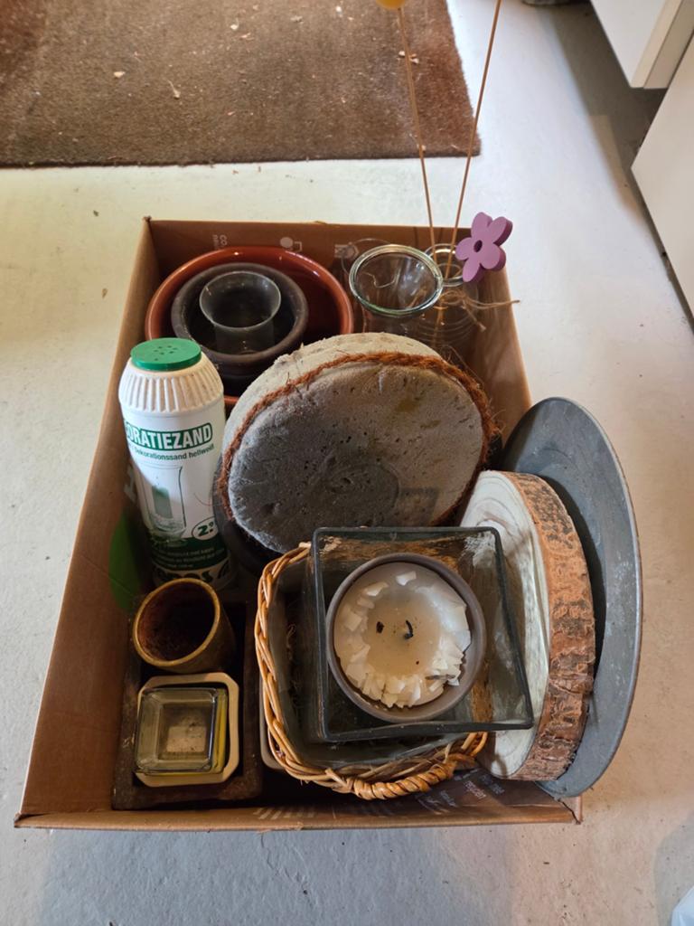 Gratis doos vol bloempot, vaas, deco, Huis en Inrichting, Woonaccessoires | Vazen, Ophalen, Overige kleuren, Glas, Minder dan 50 cm
