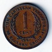 1  cent  1961  East Carribian Territoris. km. 2 ( 0,50 ), Postzegels en Munten, Munten | Amerika, Ophalen of Verzenden, Noord-Amerika