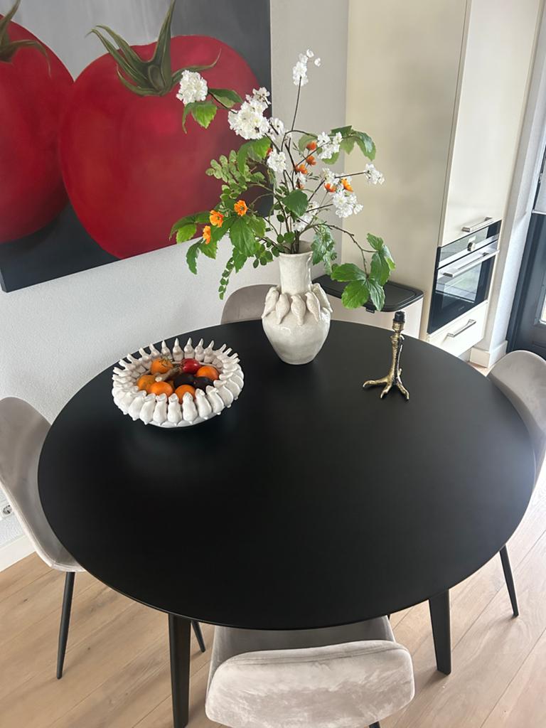 Fonq eettafel rond zwart, Huis en Inrichting, Tafels | Eettafels, 100 tot 150 cm, Rond, Ophalen of Verzenden, Zo goed als nieuw