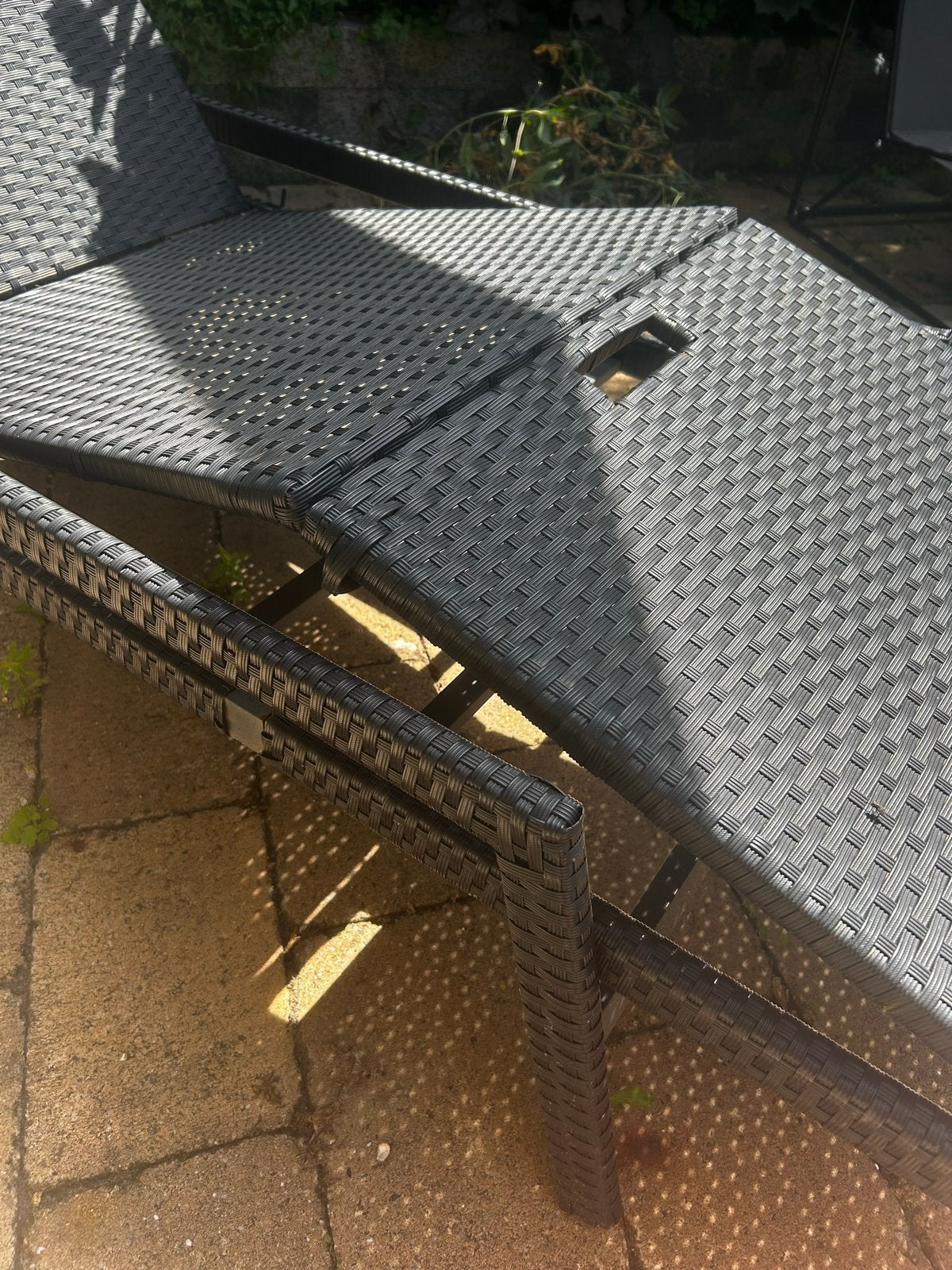 Zwarte Wicker Ligstoel - Verstelbaar en Comfortabel, Ophalen, Gebruikt, Wicker, Verstelbaar