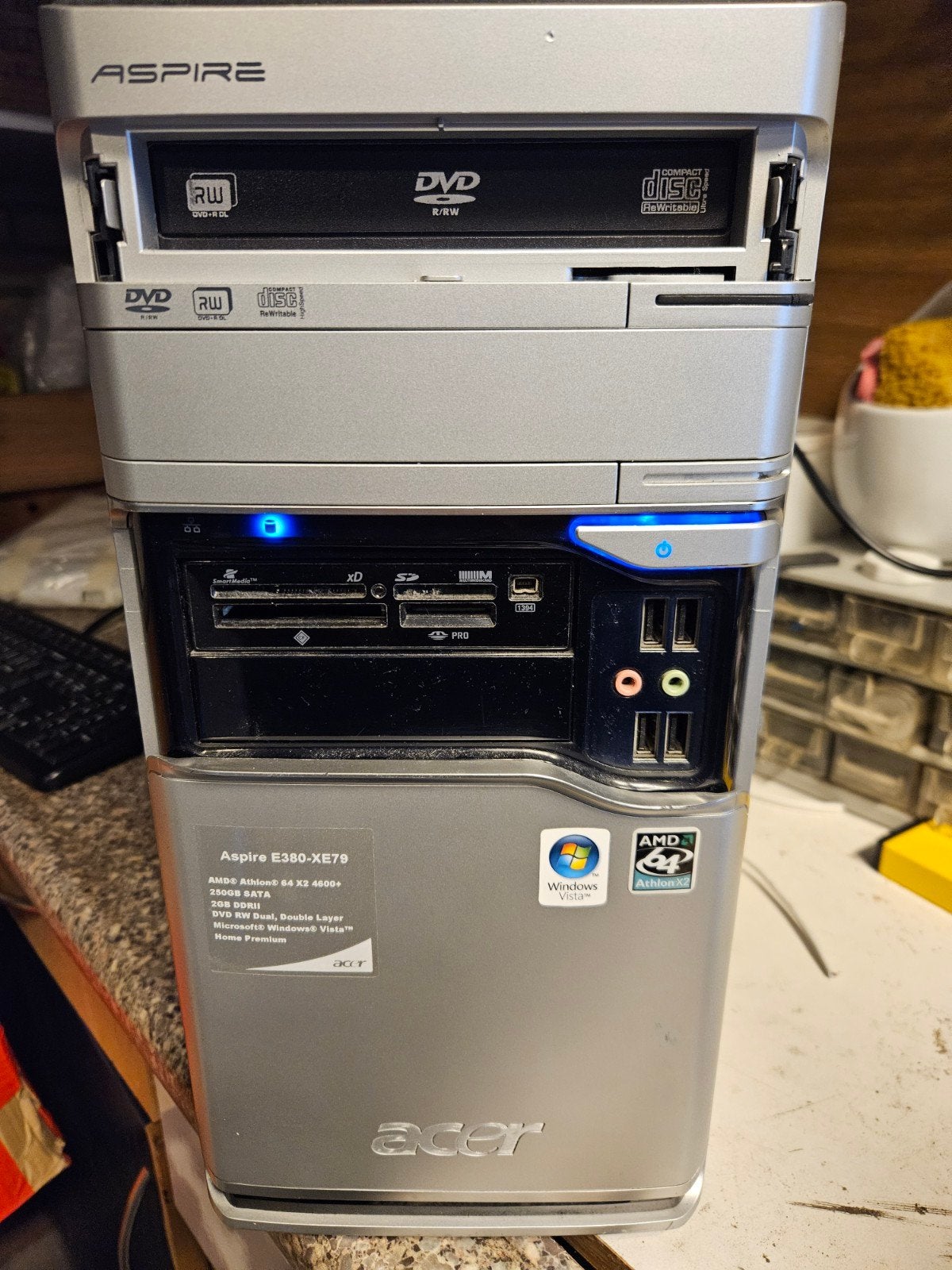 Acer Aspire E380-XE79 Desktop PC - AMD Athlon 64 X2, Computers en Software, Ophalen, Gebruikt, HDD, 2 tot 3 Ghz