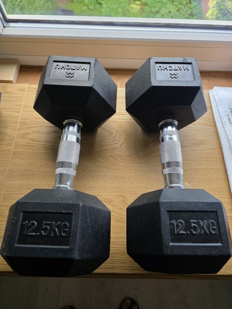 2x Hex Dumbell 12.5kg, Sport en Fitness, Fitnessmaterialen, Ophalen, Zo goed als nieuw, Dumbbell