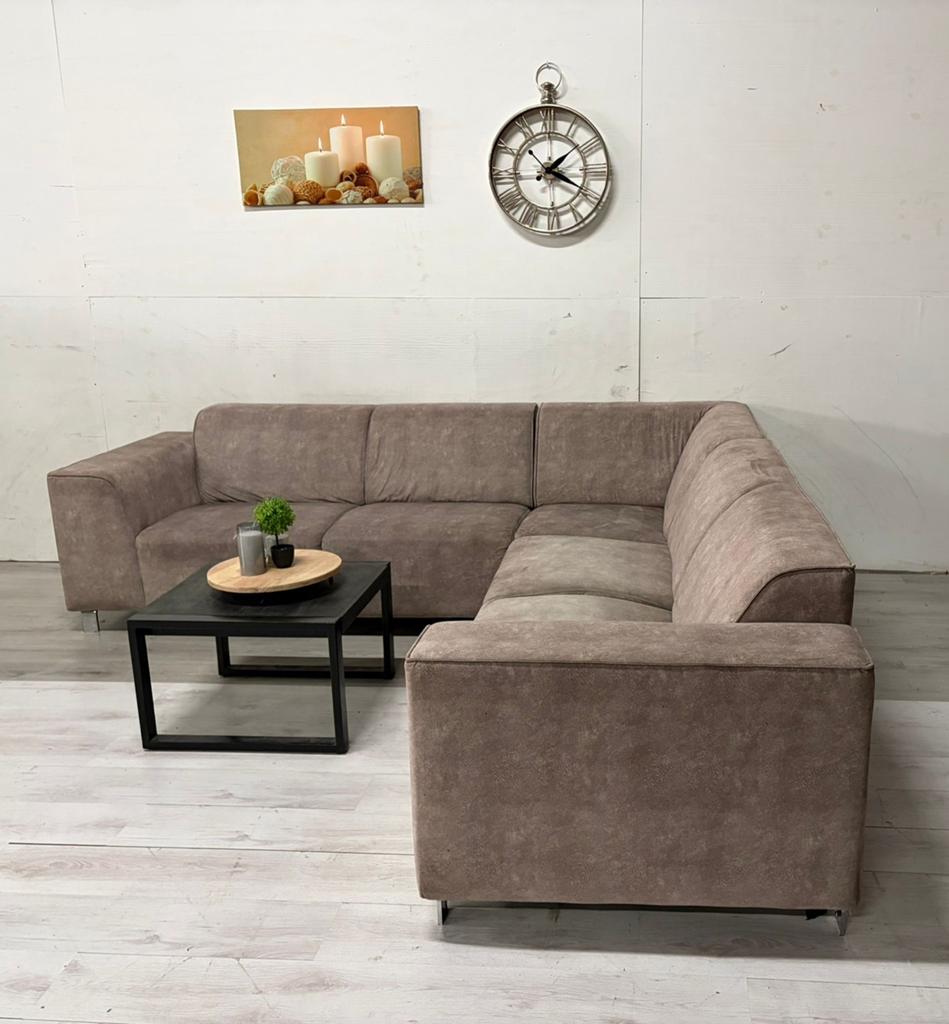 Hoekbank Taupe - Topstaat, 250 tot 300 cm, Hoekbank, Ophalen of Verzenden, Zo goed als nieuw