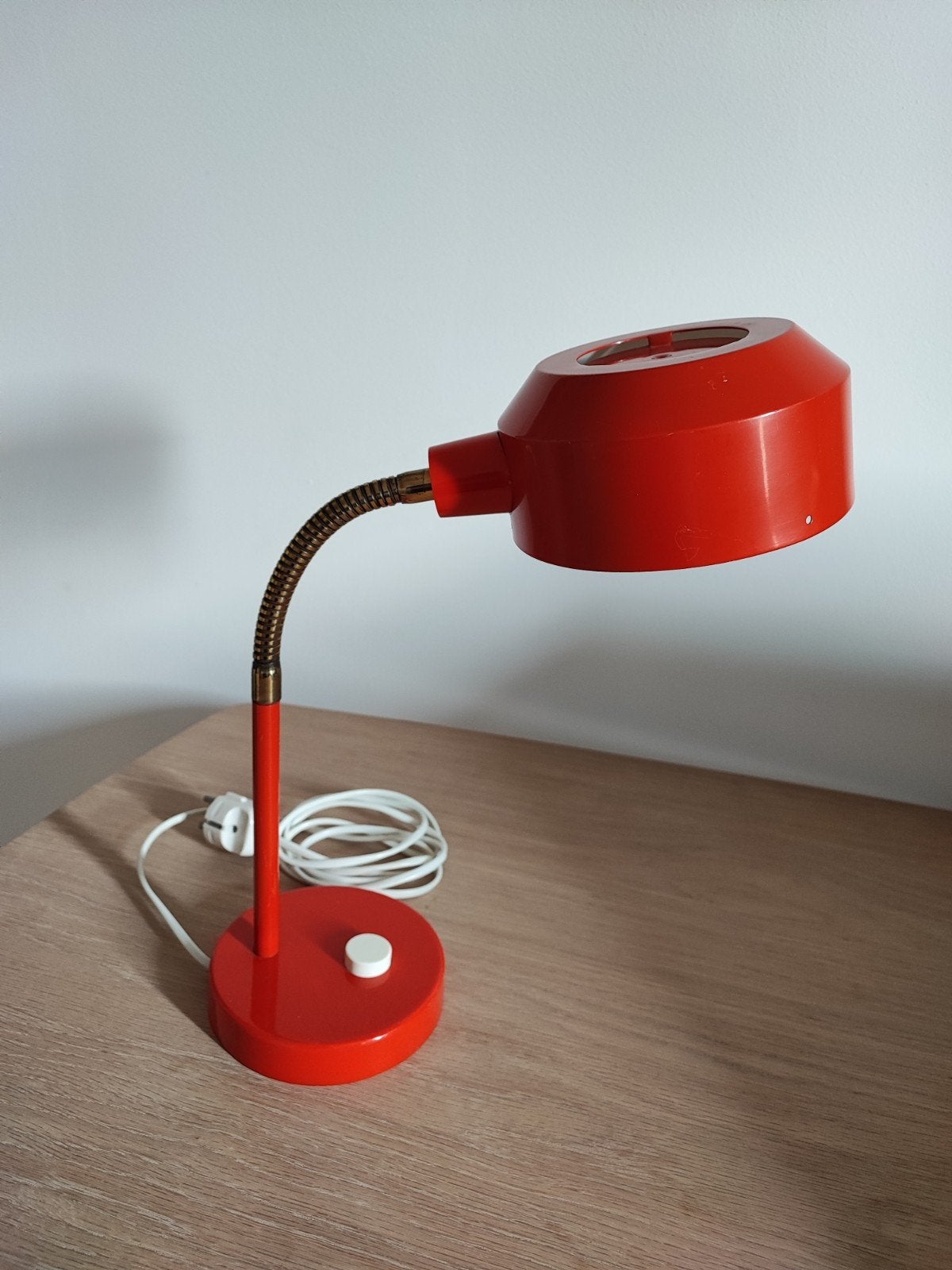 Vintage/retro bureaulamp, kleur oranje, jaren 70, Huis en Inrichting, Lampen | Vloerlampen, Gebruikt, Ophalen of Verzenden, Minder dan 100 cm