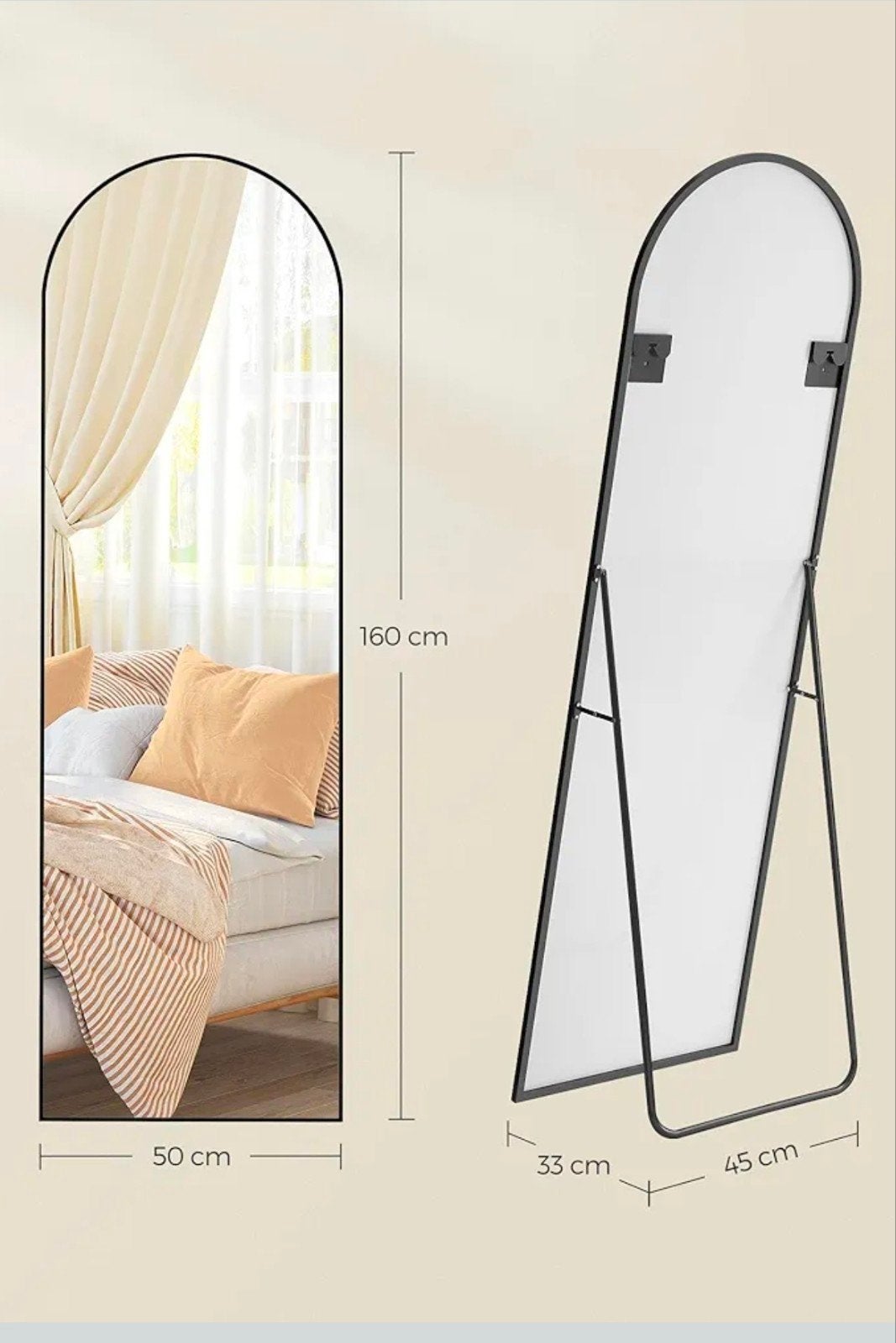 Nieuwe Passpiegel - Gebogen Design 160x50 cm, Ophalen, Minder dan 50 cm, Nieuw, 150 tot 200 cm