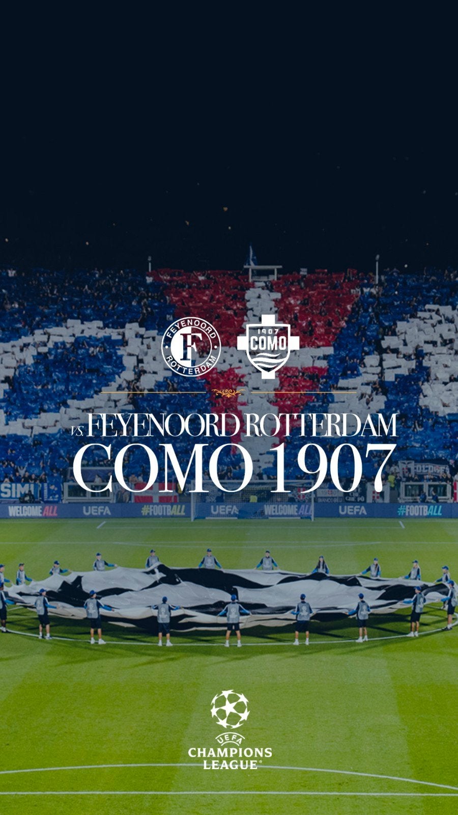 1 kaart Feyenoord-Como Uefa Champions League Vak X De Kuip, Losse kaart, Eén persoon, Oktober