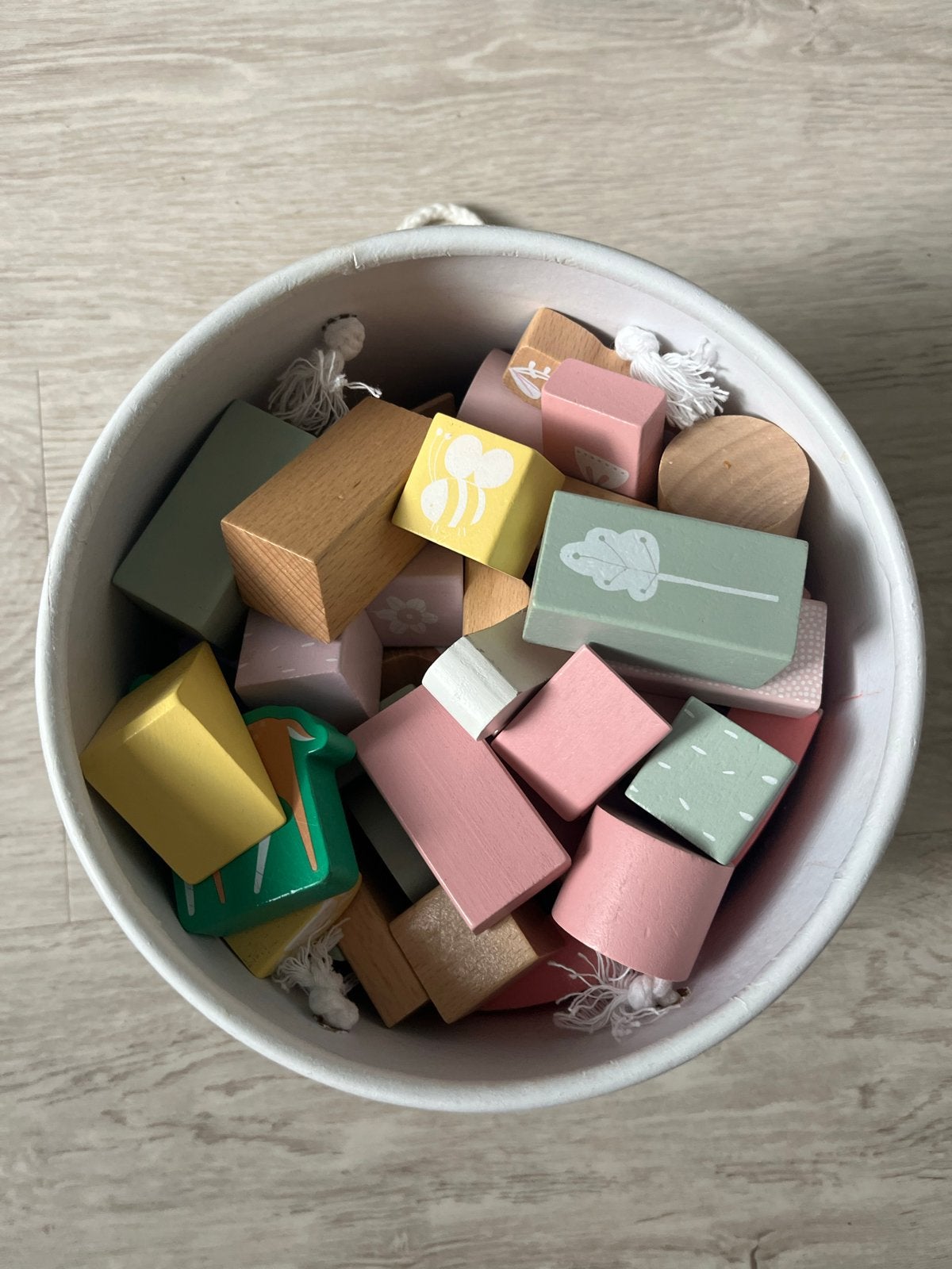 Little Dutch Houten Blokken in Ton - Pastelkleuren, Ophalen, Zo goed als nieuw, Overige merken