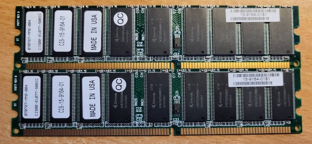 2x CIS-15-9164-01 256MB DDR1 ECC Cisco-netwerkapparatuur, Computers en Software, RAM geheugen, 1 GB of minder, Overige soorten