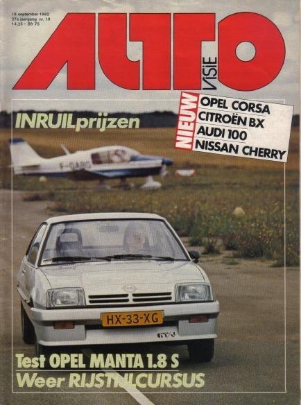 Autovisie 19 1982 : Opel Manta GTJ 1.8S - Corsa - Audi 100, Ophalen of Verzenden, Gelezen, Algemeen
