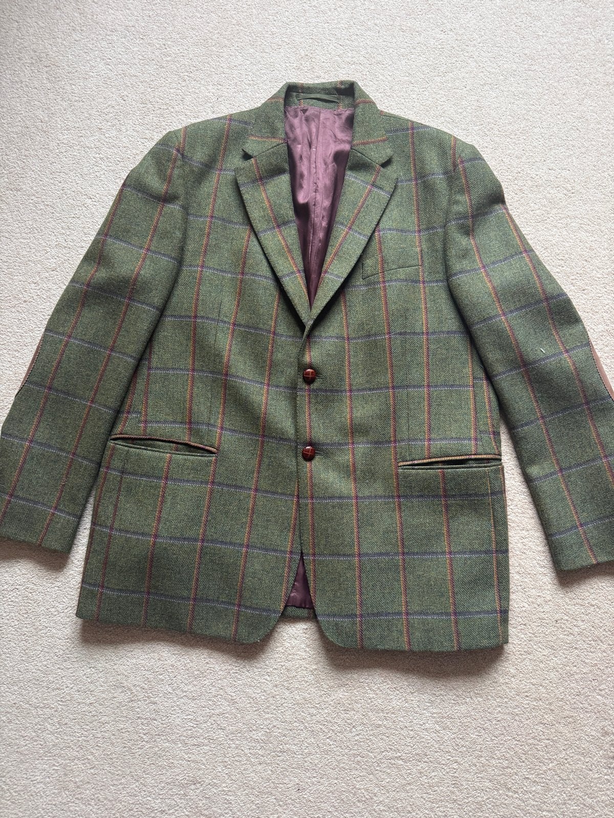 Lovat Tweed Heren Colbert - Groen Geruit met Elleboogstukken, Kleding | Heren, Ophalen of Verzenden, Zo goed als nieuw, Maat 52/54 (L)