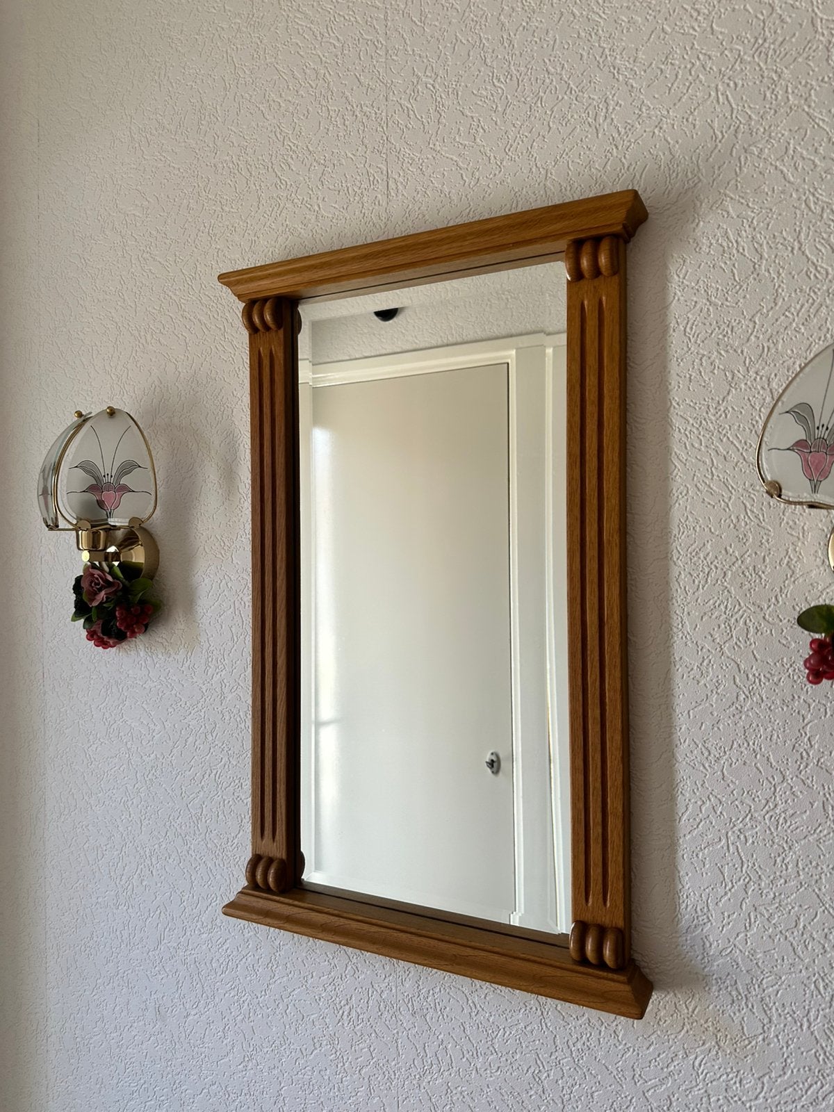 Blank eiken spiegel, Antiek en Kunst, Ophalen of Verzenden, Rechthoekig