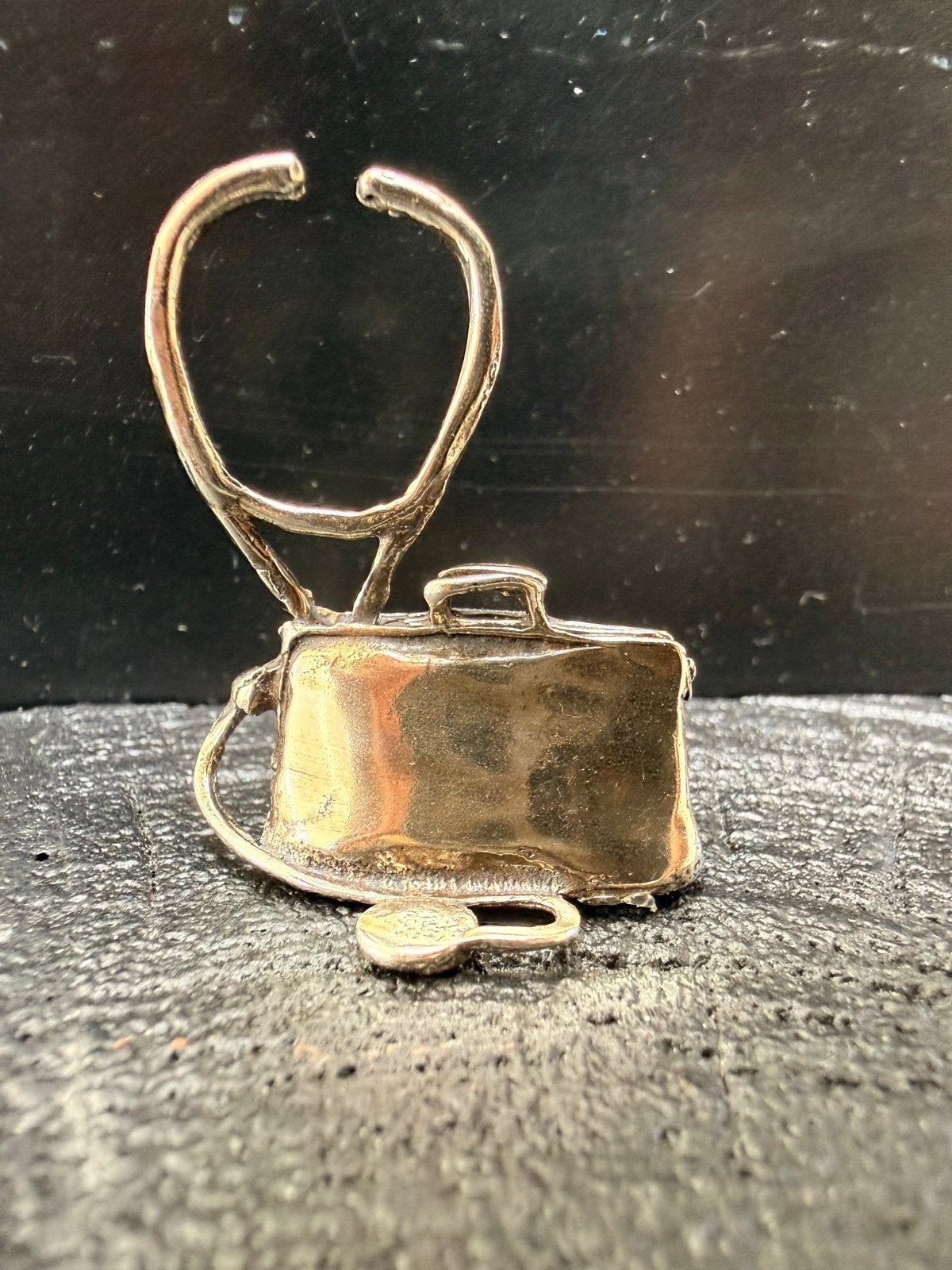 Zilveren miniatuur dokterstas met stethoscoop, Verzenden, Zilver
