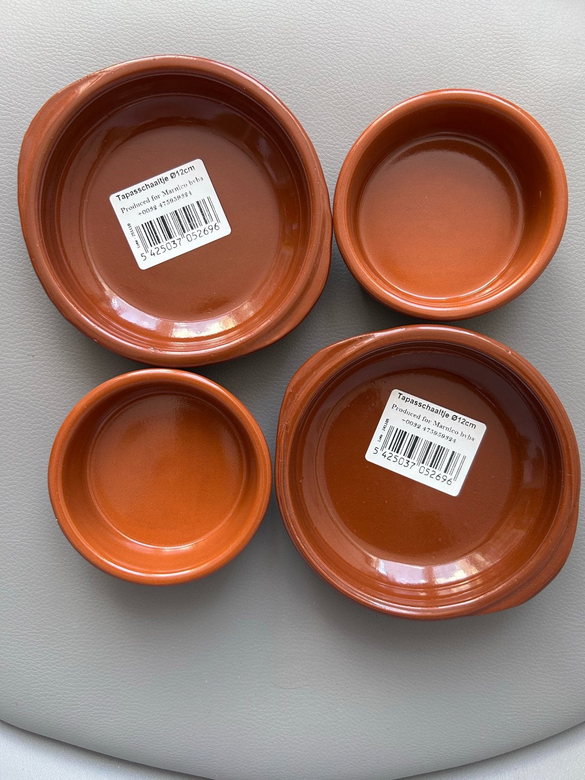 2x Tapasschaaltjes Terracotta Ø12cm + 2x Kleine Schaaltjes, Nieuw, Ophalen of Verzenden, Schaal of Schalen, Overige stijlen