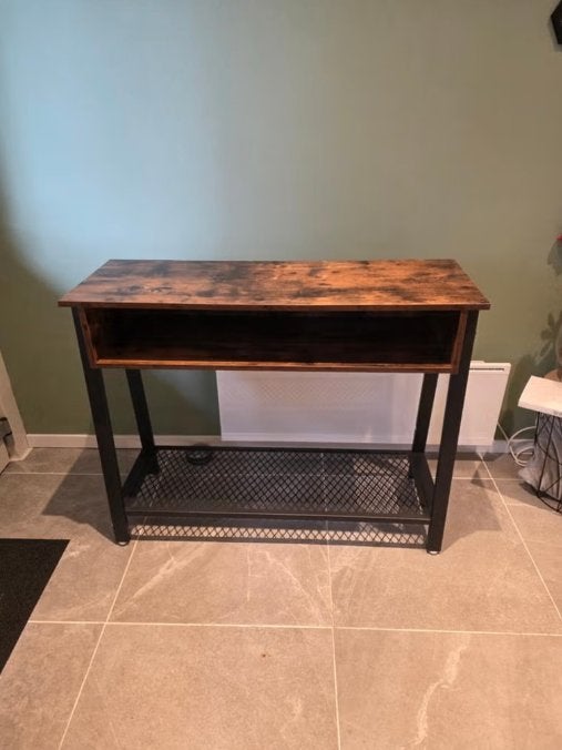 Sidetable Industrieel zwart Mangohout en Staal | Haltafel, Ophalen, 100 tot 150 cm, Nieuw, Industrieel