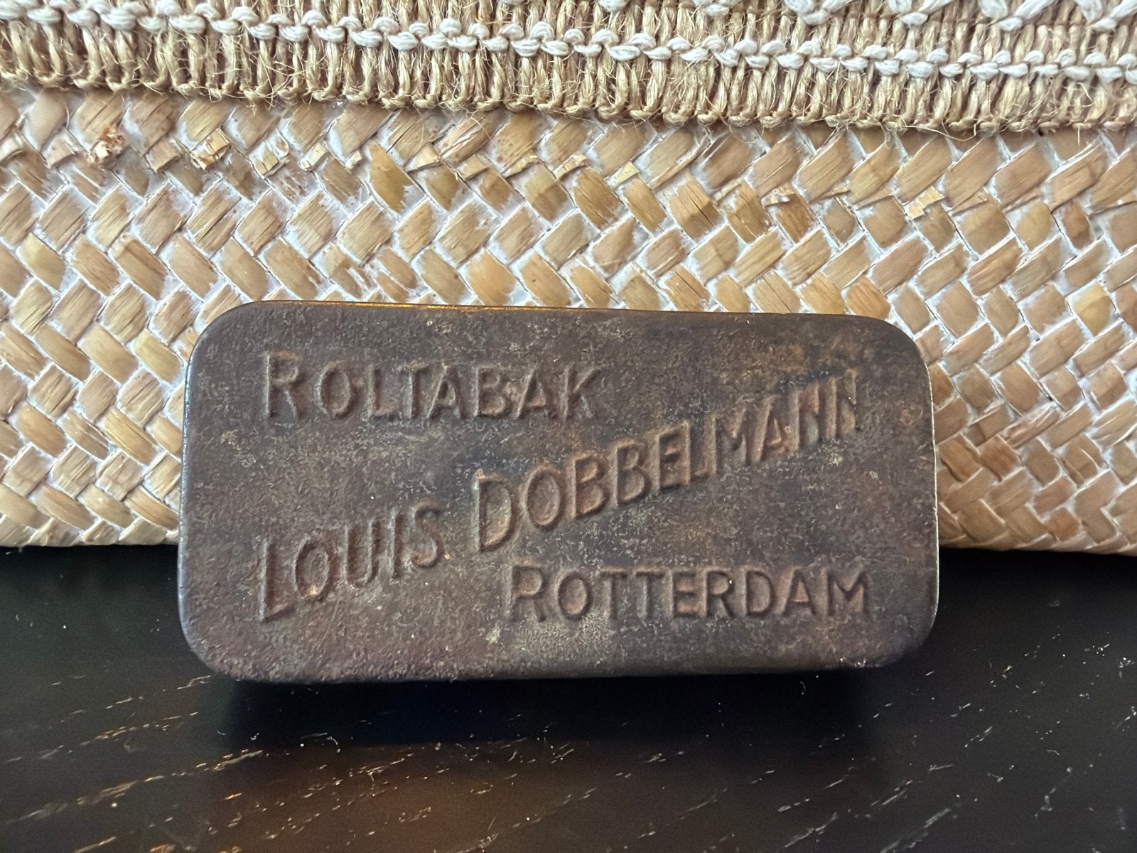 Antiek Roltabak Blikje Louis Dobbelmann Rotterdam, Ophalen of Verzenden