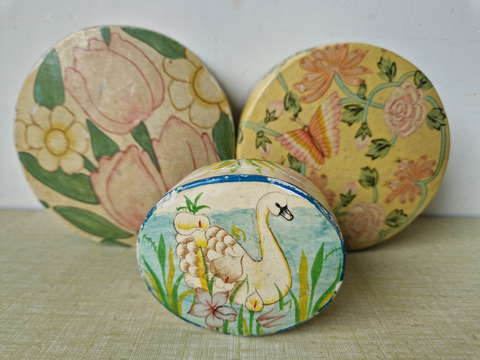 Set handbeschilderde vintage Indiase doosjes, Ophalen of Verzenden, Overige materialen