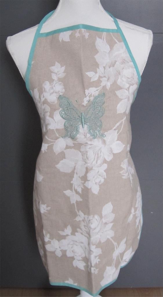 (Nieuw) schort, bezaaid met rozen en vlinder, Ophalen of Verzenden, Nieuw, Beige, Schort