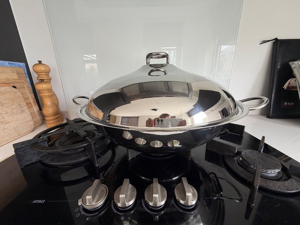 Serafino Zani pan, Huis en Inrichting, Keuken | Potten en Pannen, Ophalen, Zo goed als nieuw, Rvs, Met deksel