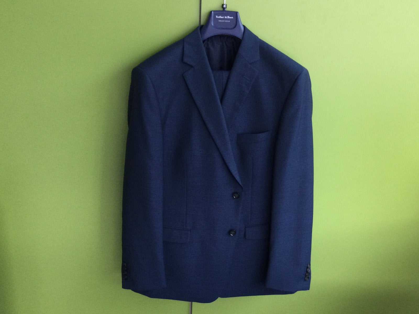 Fraai blauw heren-kostuum van Tailor & Son., Kleding | Heren, Maat 52/54 (L), Blauw, Tailor & Son, Ophalen of Verzenden