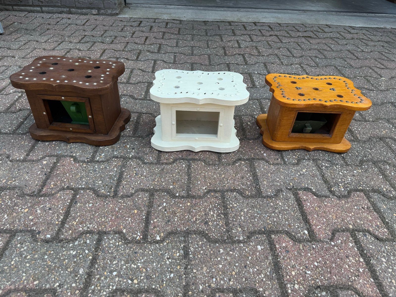 Set van 3 Houten Voetenstoven - Eikenhout, Ophalen