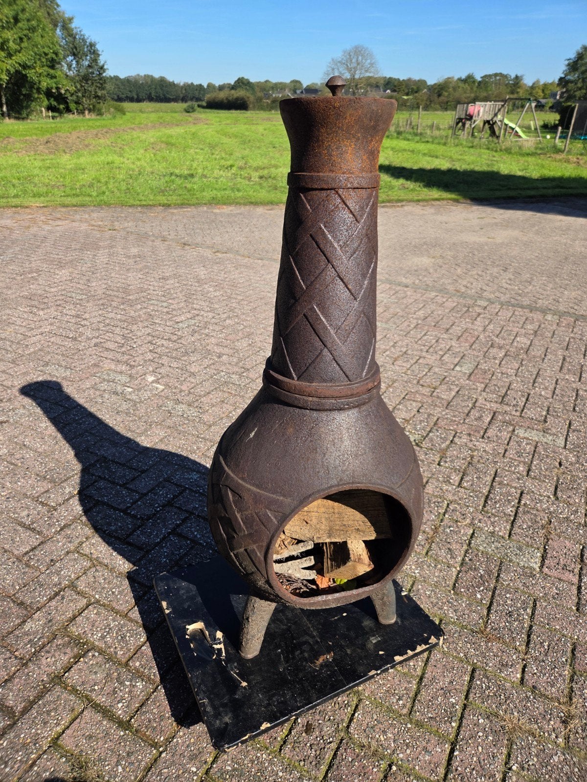 vintage zware gietijzeren tuinkachel bezorgen mogelijk, Ophalen of Verzenden, Gebruikt