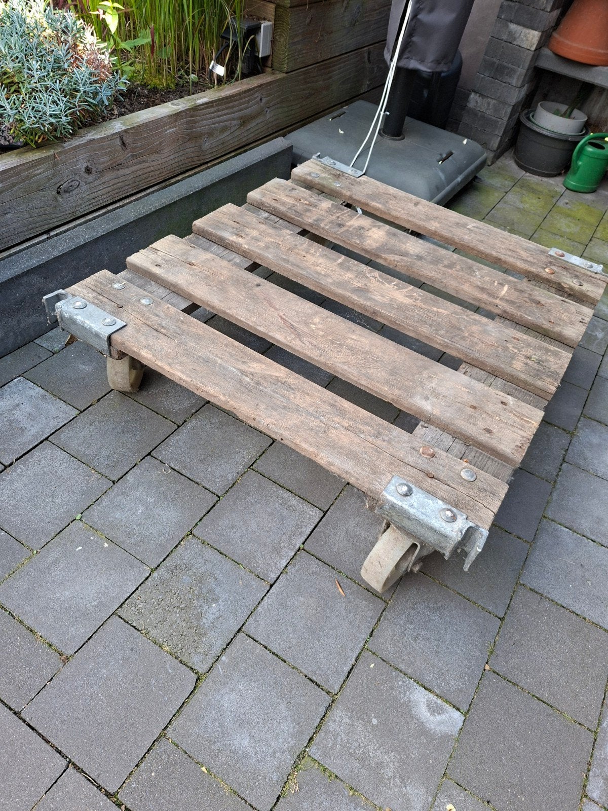 oude palletkar, Ophalen, Gebruikt