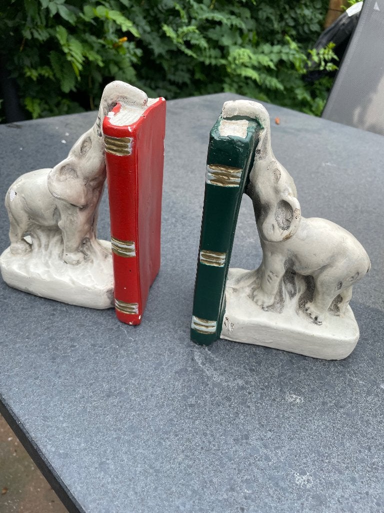 Vintage antiek: boekensteunen olifantjes, Ophalen of Verzenden