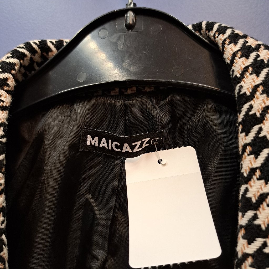 Maicazz blazer open langer model beige/zwart/ecru L nr 47366, Maicazz, ., Zwart, Maat 42/44 (L)