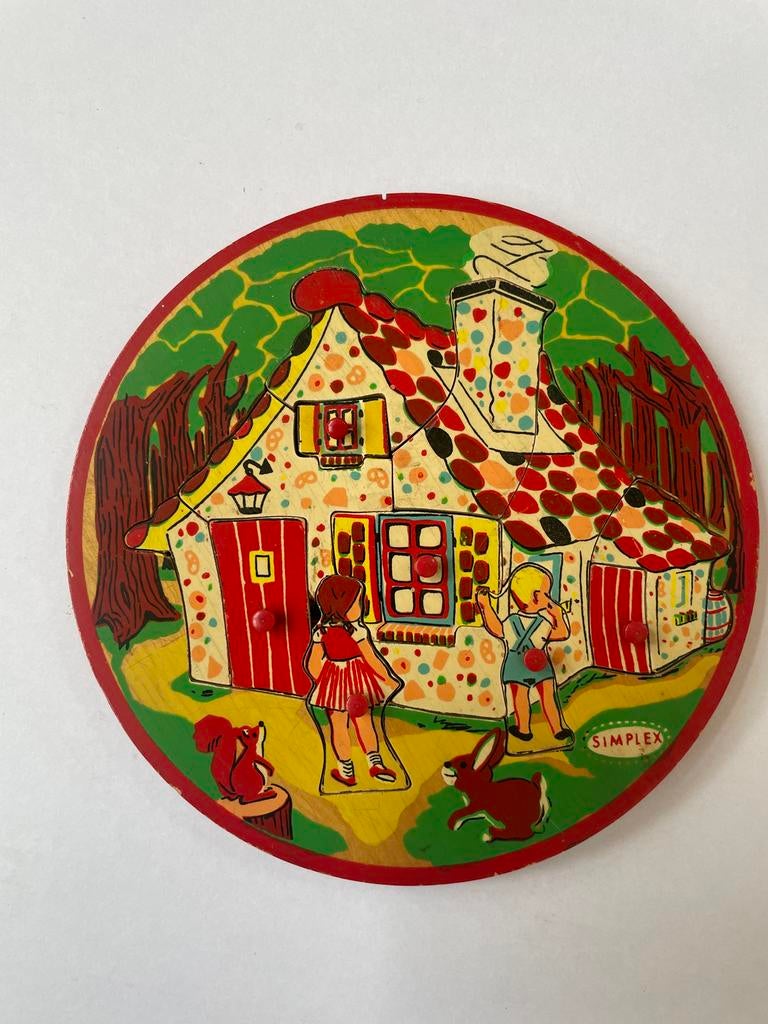 Vintage Houten Puzzel Roodkapje Simplex, 2 tot 4 jaar, Gebruikt, Ophalen of Verzenden, Van hout