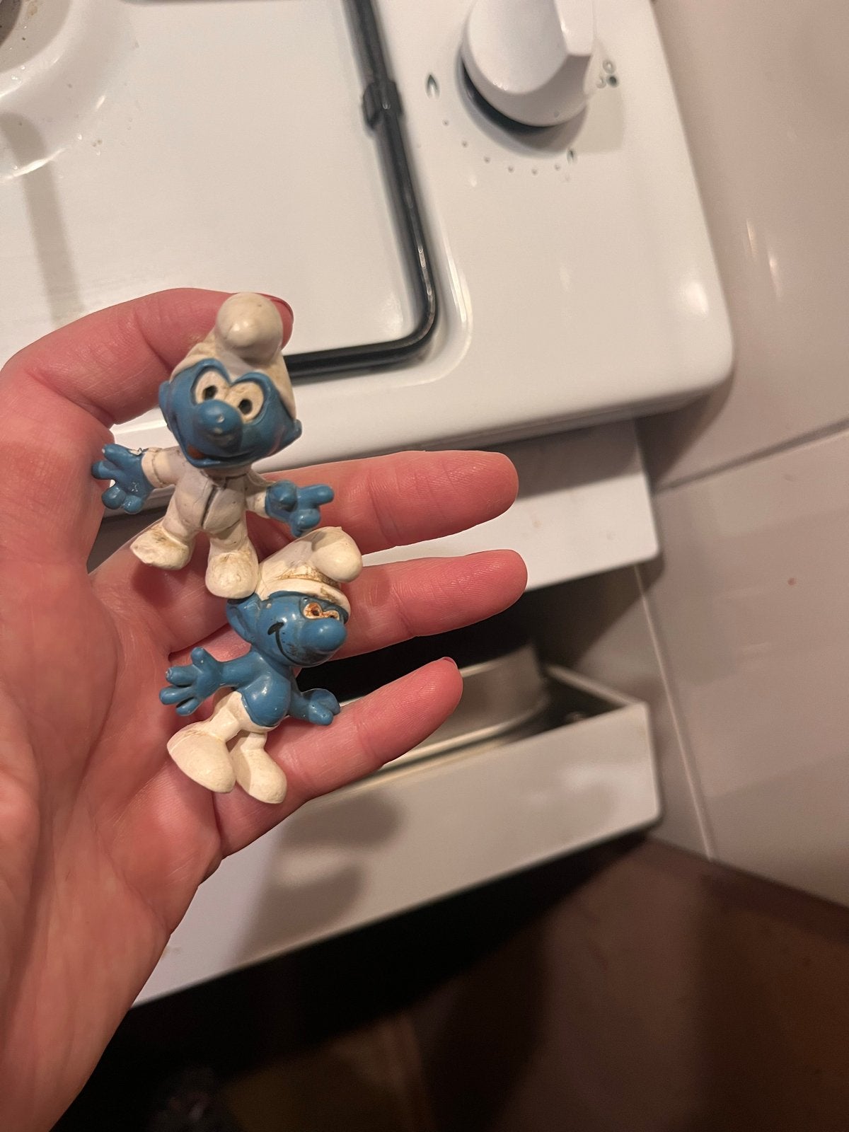 Vintage Smurfen setje - 2 poppetjes, Verzamelen, Ophalen of Verzenden, Gebruikt, Verschillende Smurfen, Poppetje, Figuurtje of Knuffel
