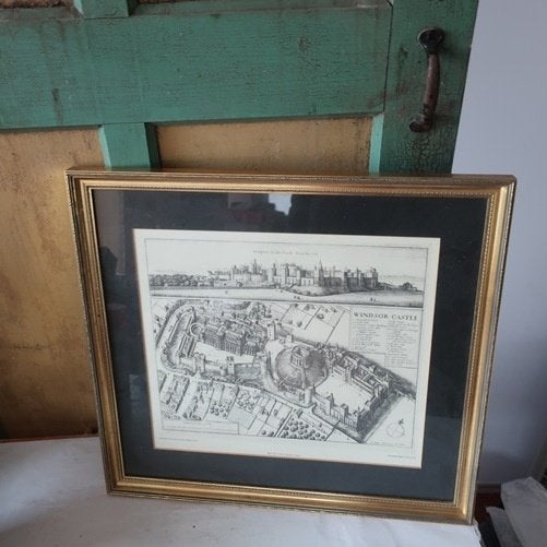 Windsor Castle afbeelding 54,5 x 50,5 cm fraaie lijst, Gebruikt, 50 cm, Ophalen of Verzenden, Glas
