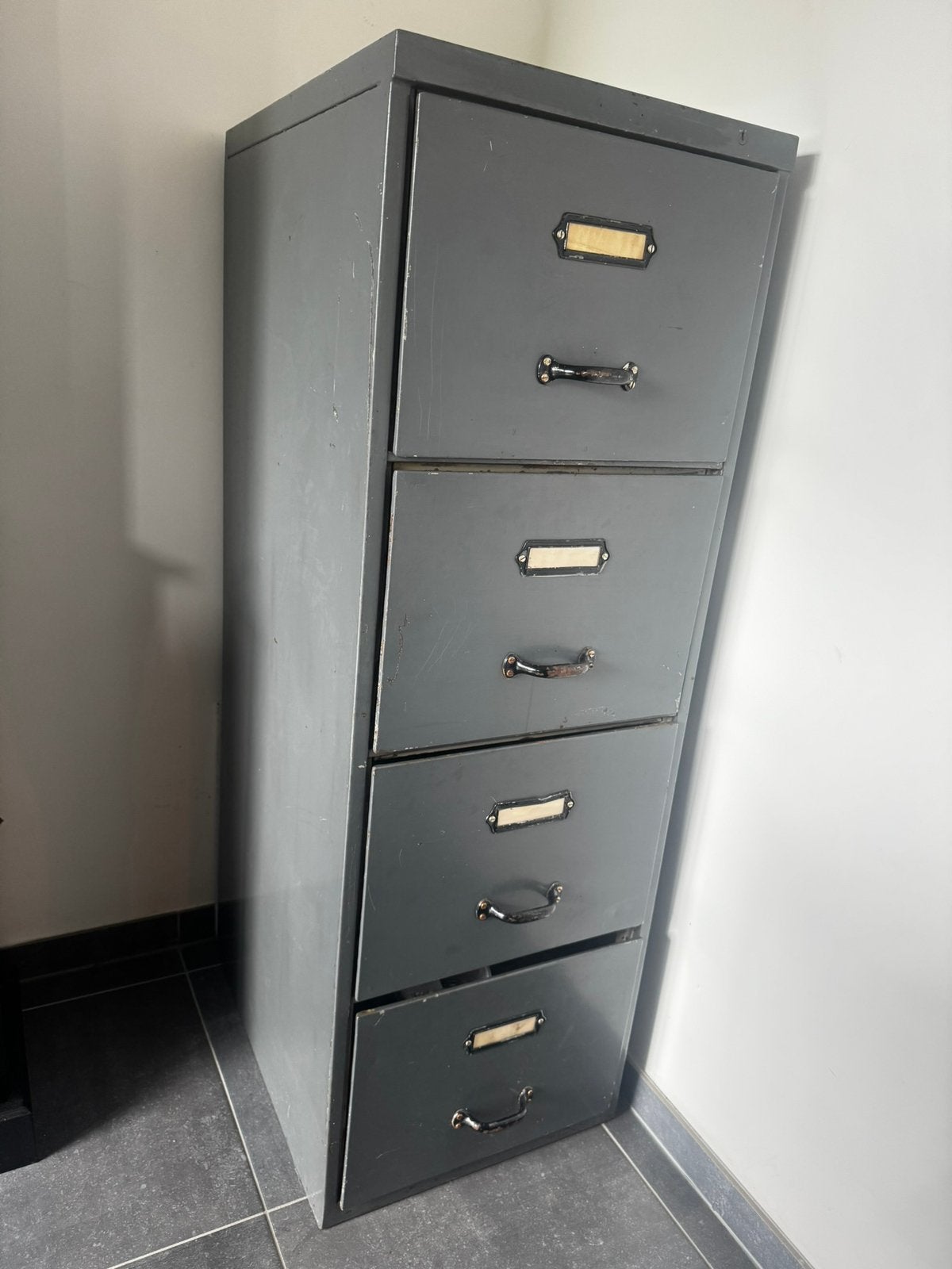 Vintage metalen archiefkast / ladekast – industrieel, Ophalen, Gebruikt