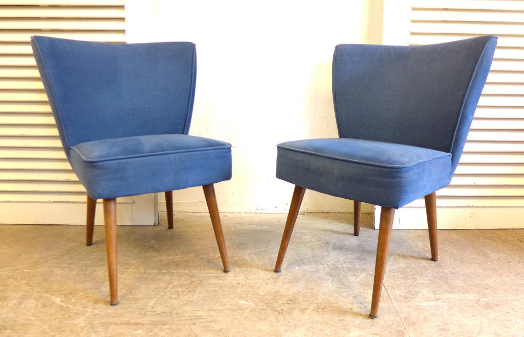 Mooi set van 2 vintage retro club stoelen fauteuils, Ophalen, Hout, Twee, Blauw