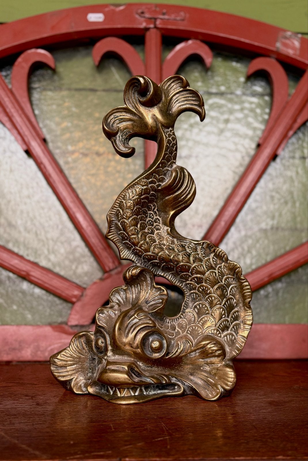 Victoriaanse Heraldic Dolphin - Engeland ca. 1850-1880, Antiek en Kunst, Antiek | Koper en Brons, Ophalen of Verzenden, Koper