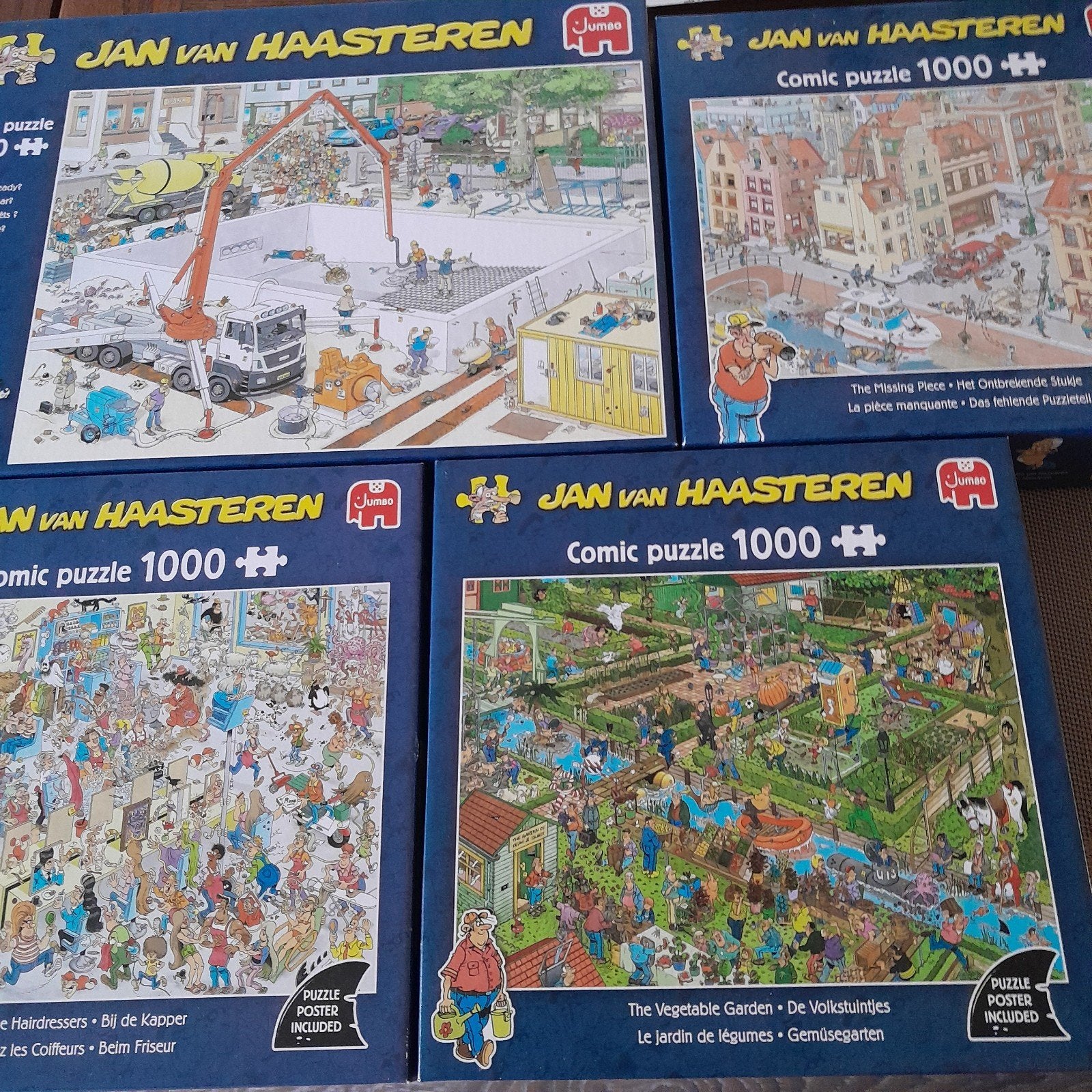 4 x puzzel Jan van Haasteren 1000 stukjes, Hobby en Vrije tijd, Denksport en Puzzels, Ophalen, 500 t/m 1500 stukjes, Zo goed als nieuw
