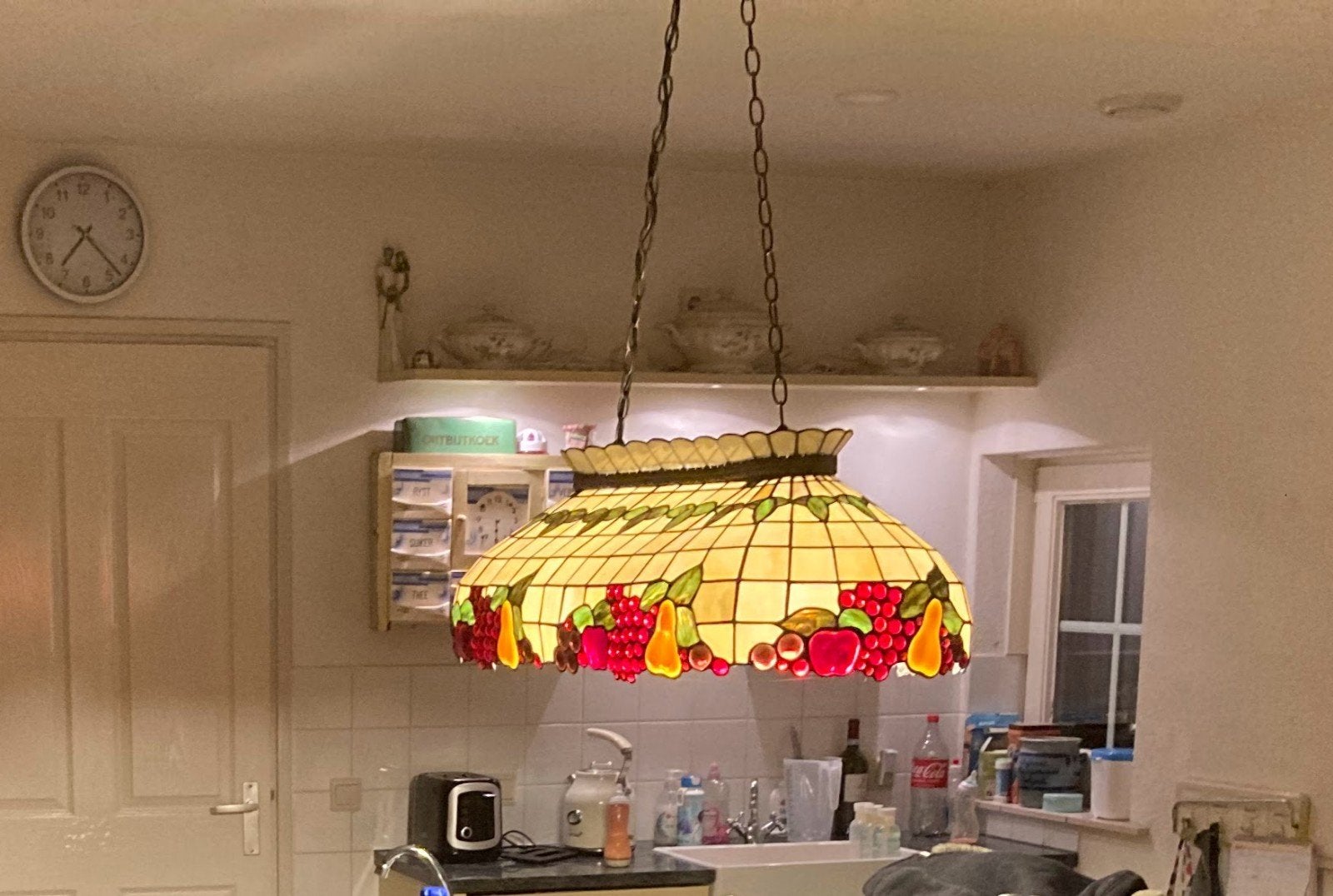 Twee originele LumiLamp Tiffany hanglampen / leestafellampen, Ophalen, Gebruikt, E27 (groot), Tiffany, Art Nouveau, Klassiek