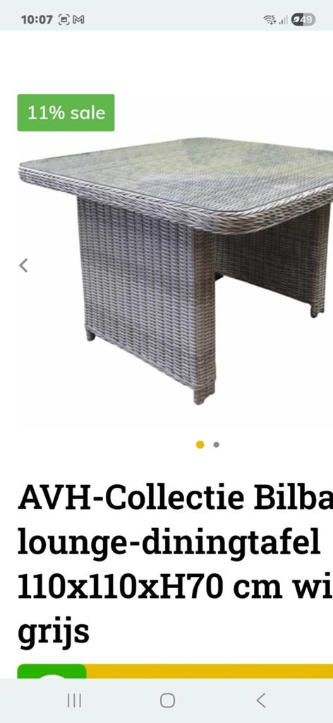 AVH Bilbao tuintafel, Ophalen, Zo goed als nieuw, Vierkant, Kunststof