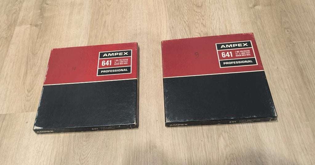 2x Ampex 641 open-reel bandspoel met originele doos!, Ophalen of Verzenden, Bandrecorder, Met banden