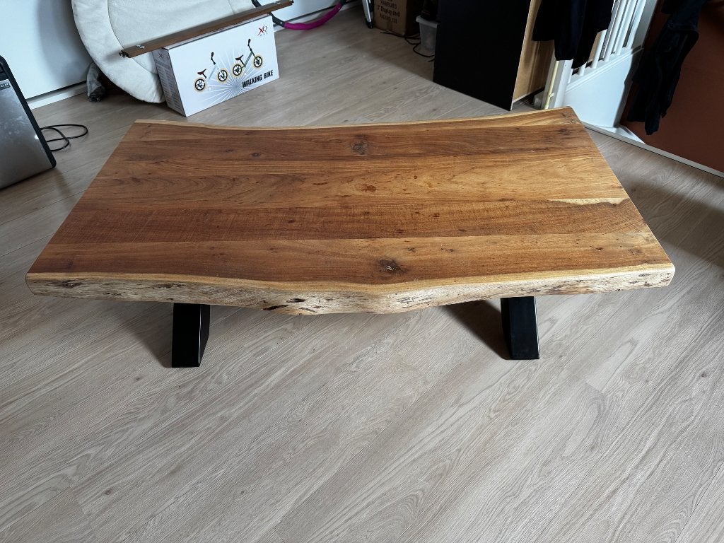 Salontafel Acaciahout, Ophalen, Gebruikt, 100 tot 150 cm, 50 tot 100 cm