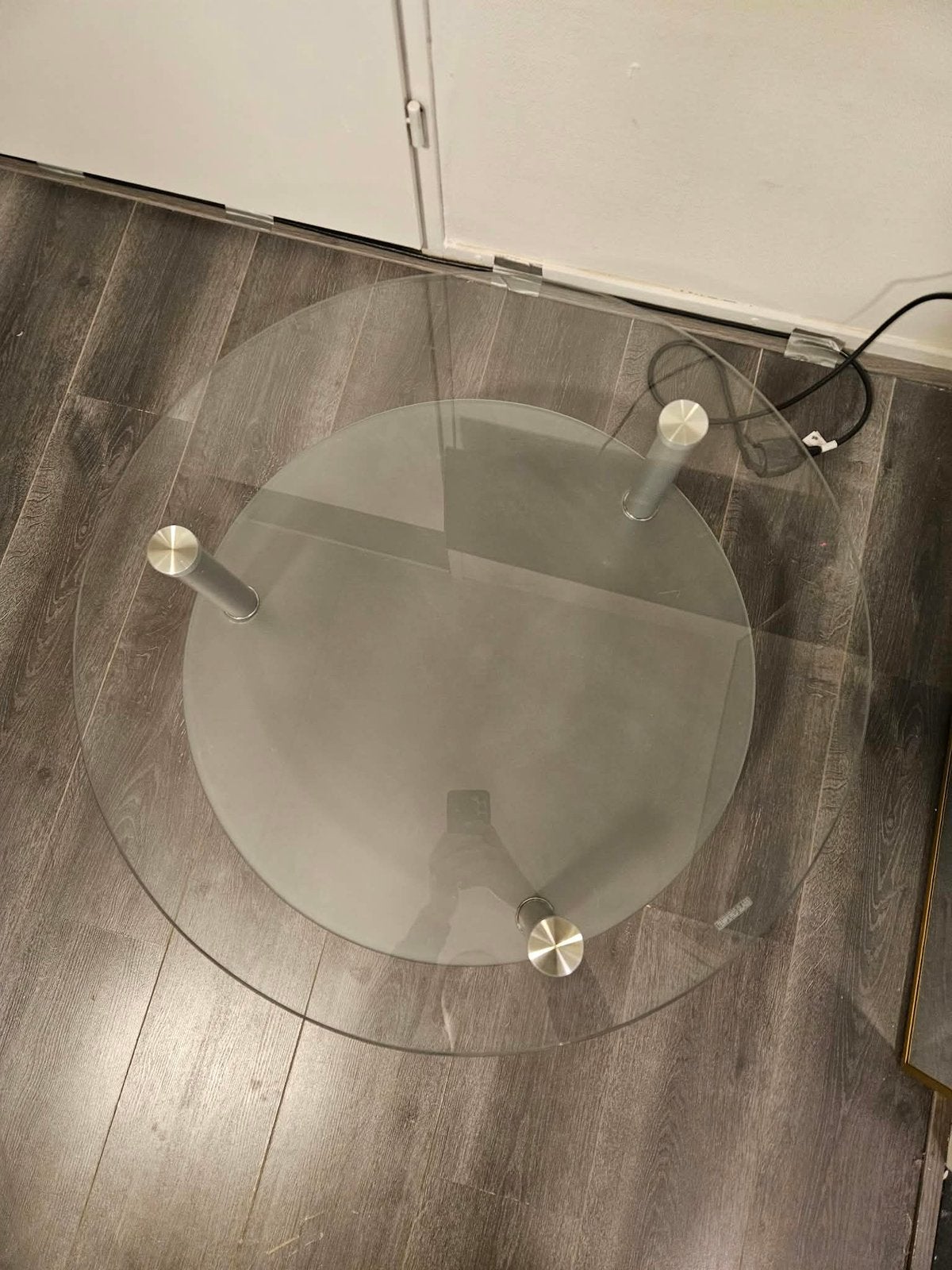Glazen salontafel, Huis en Inrichting, Ophalen, 100 tot 150 cm, Rond, 50 tot 100 cm
