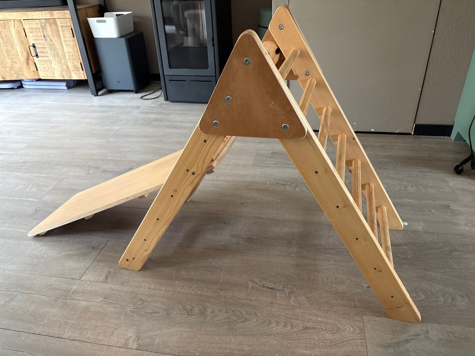 Houten Klimtoestel met Glijbaan en Klimboog, Ophalen, Gebruikt, Glijbaan