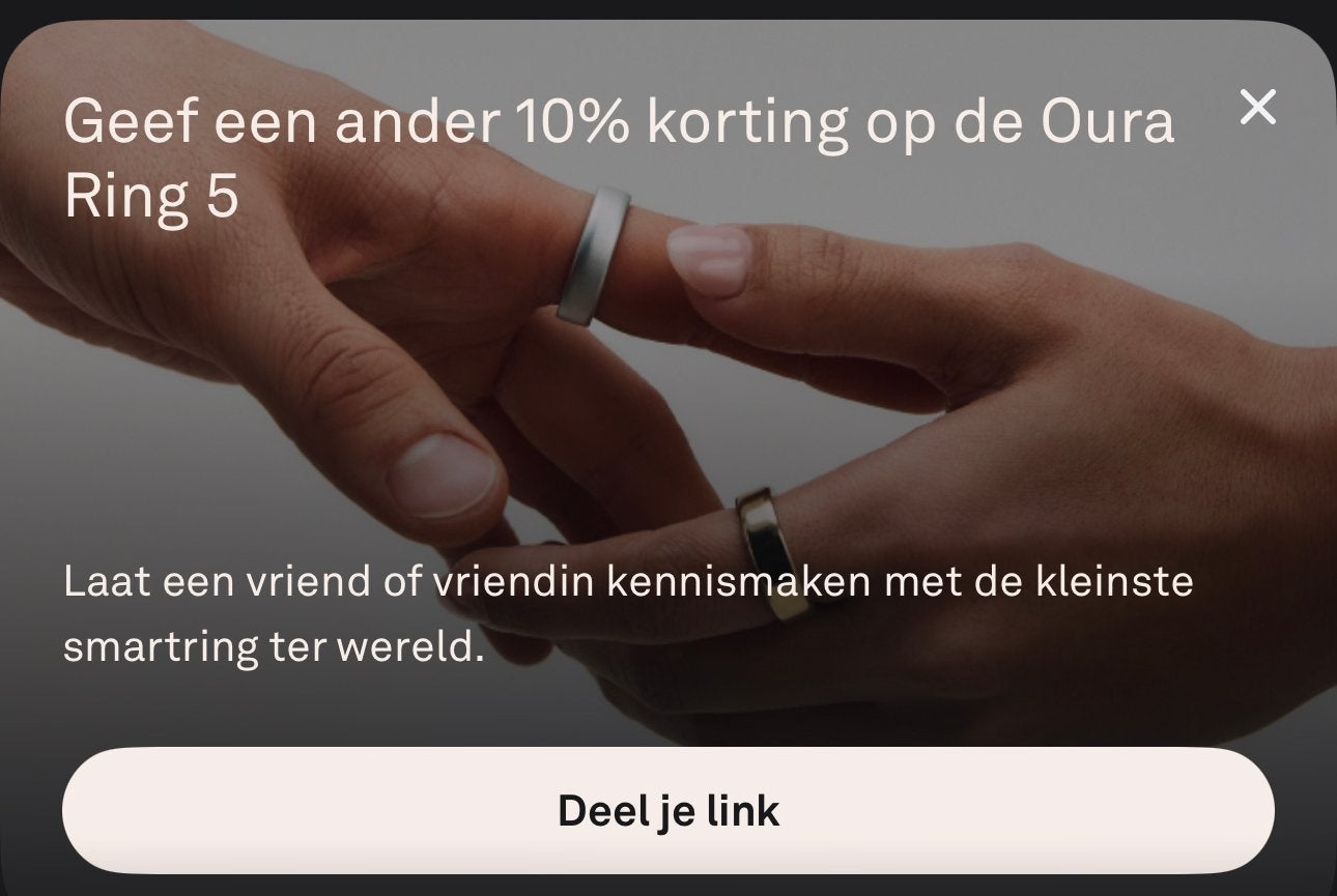 Oura ring 10% kortingcode, Eén persoon, Kortingsbon, Overige typen