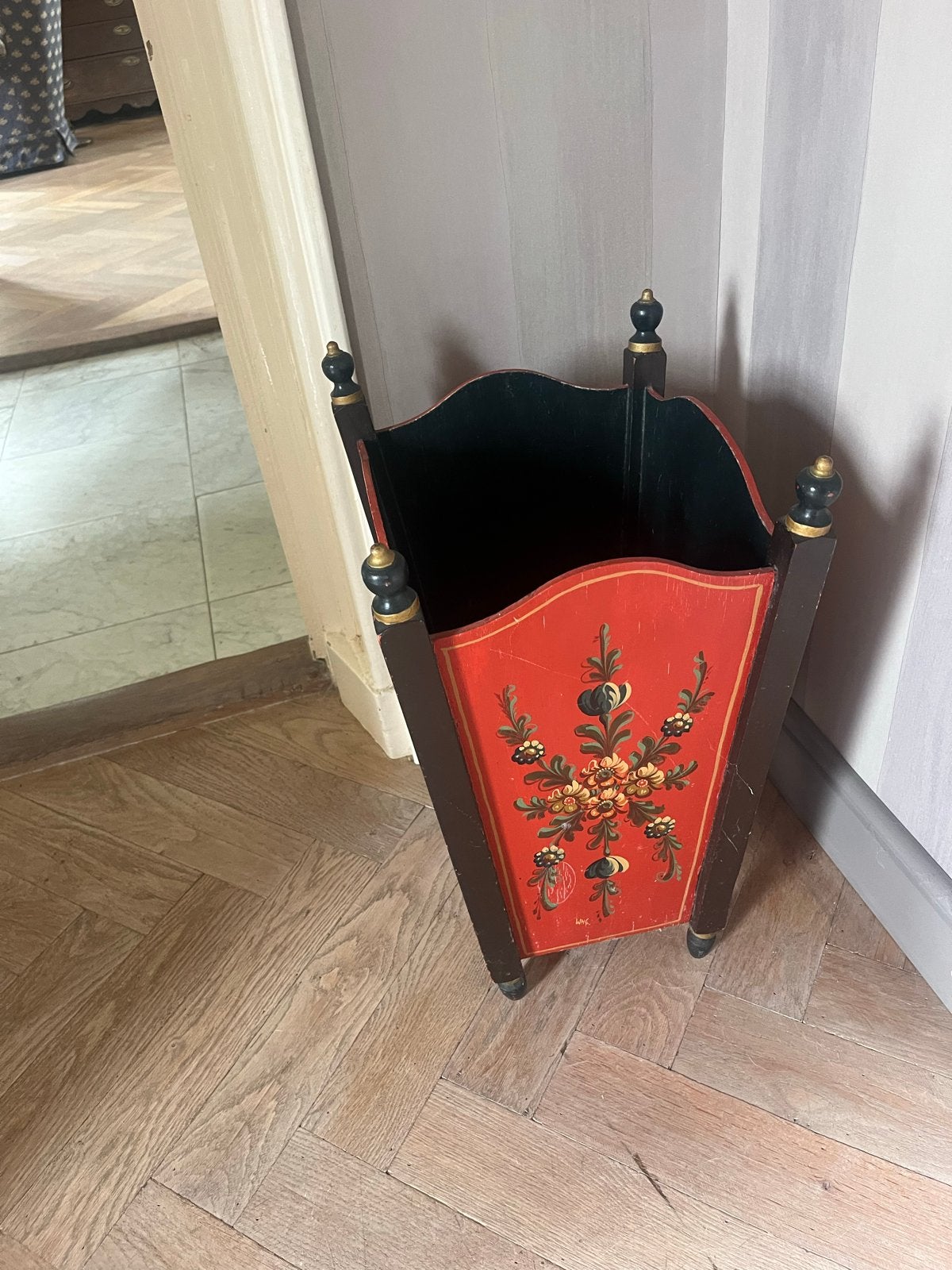 Vintage Hindelooper paraplubak, Ophalen of Verzenden, Zo goed als nieuw