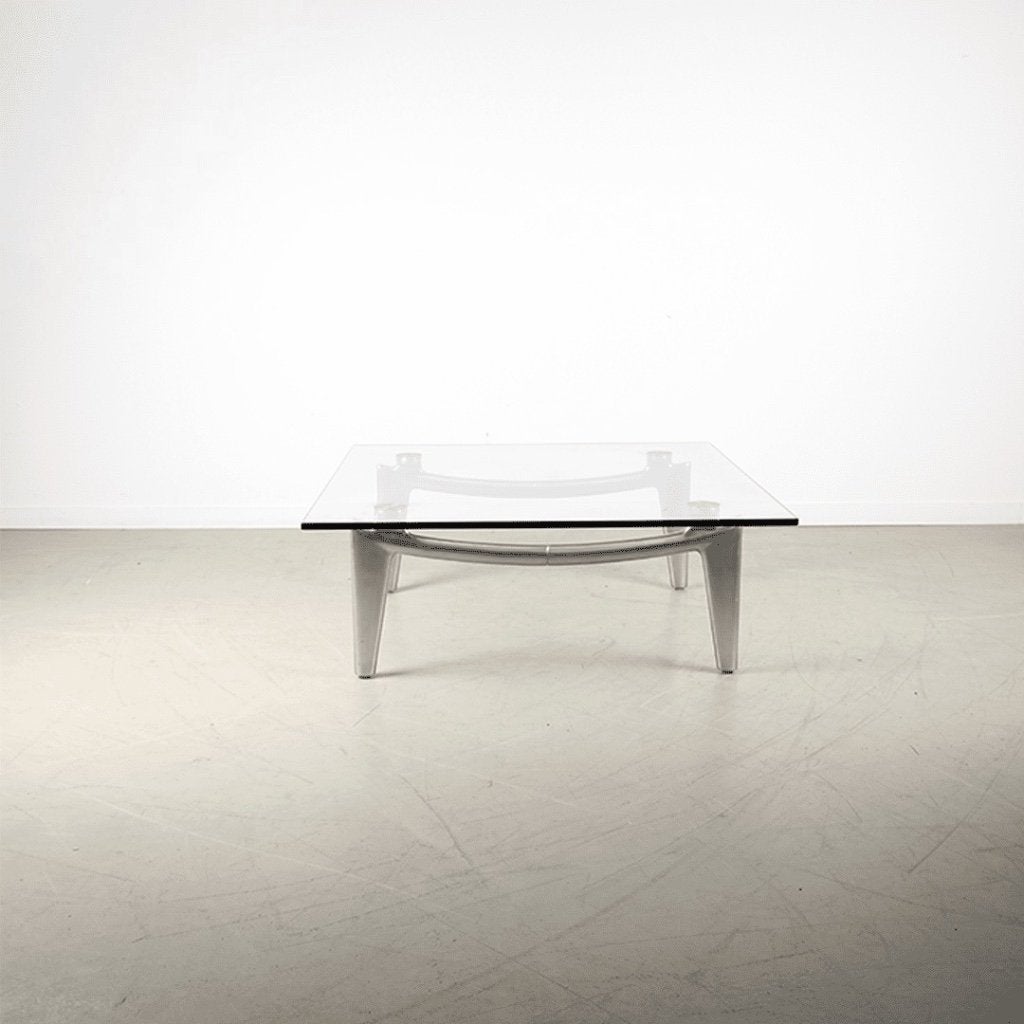 salontafel Leolux Farandole Tafel Glas – Chroom, Huis en Inrichting, Tafels | Salontafels, Ophalen, 50 tot 100 cm, Vierkant, 50 tot 100 cm